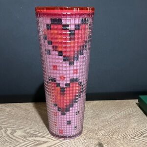 Starbucks Pink Red Pixel Studded Tumbler